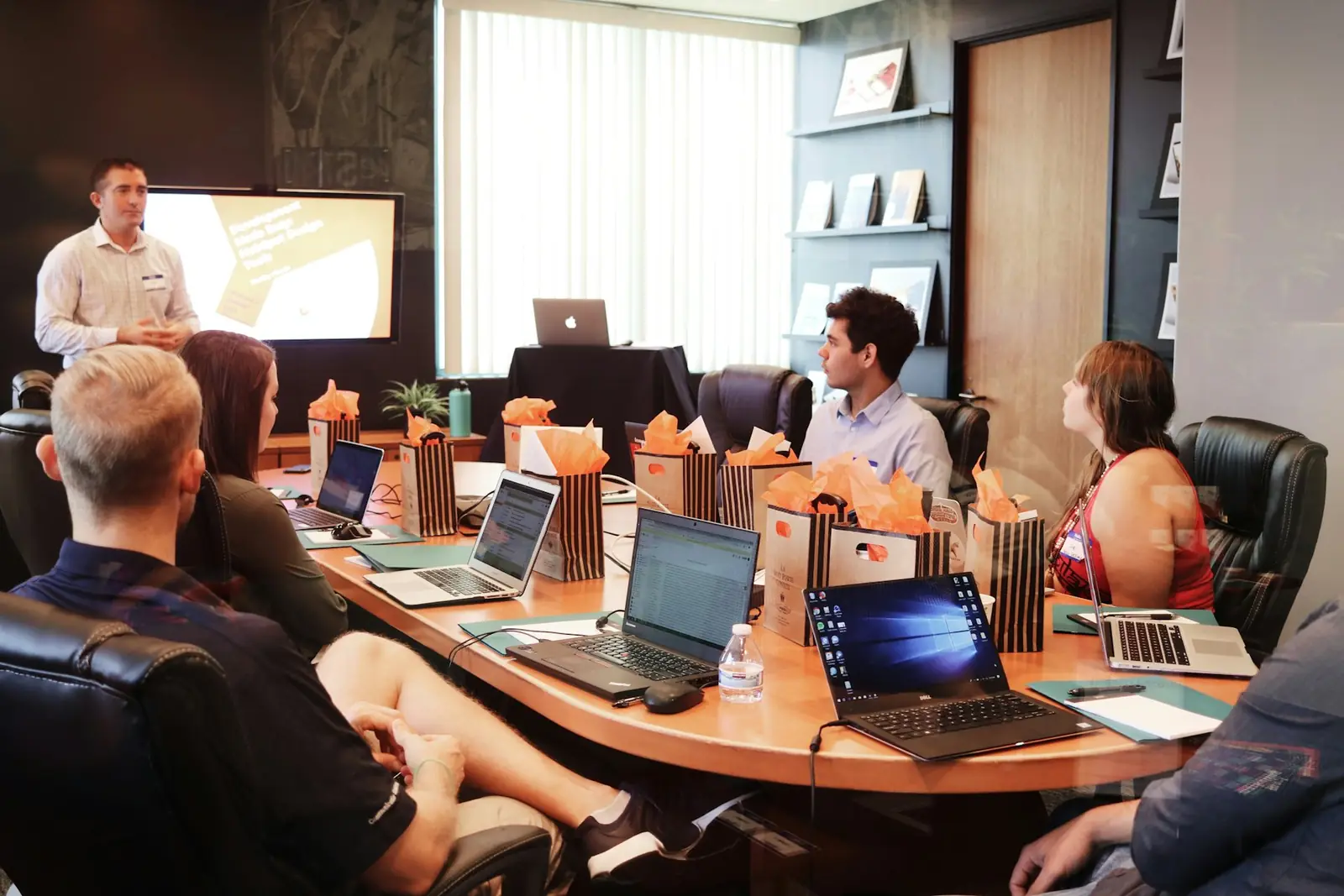 Attendees in discussion at a professional gathering